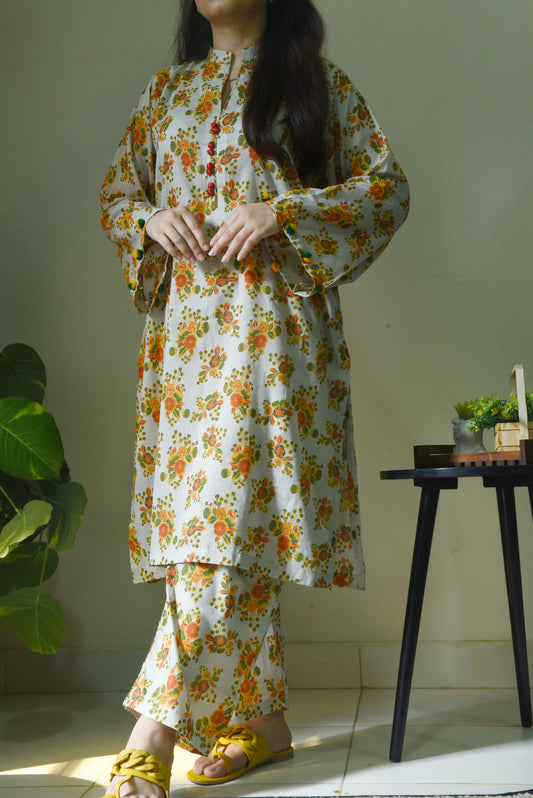 FLORAL PRINTED PURE LAWN STITCHED SUIT FOR WOMENS