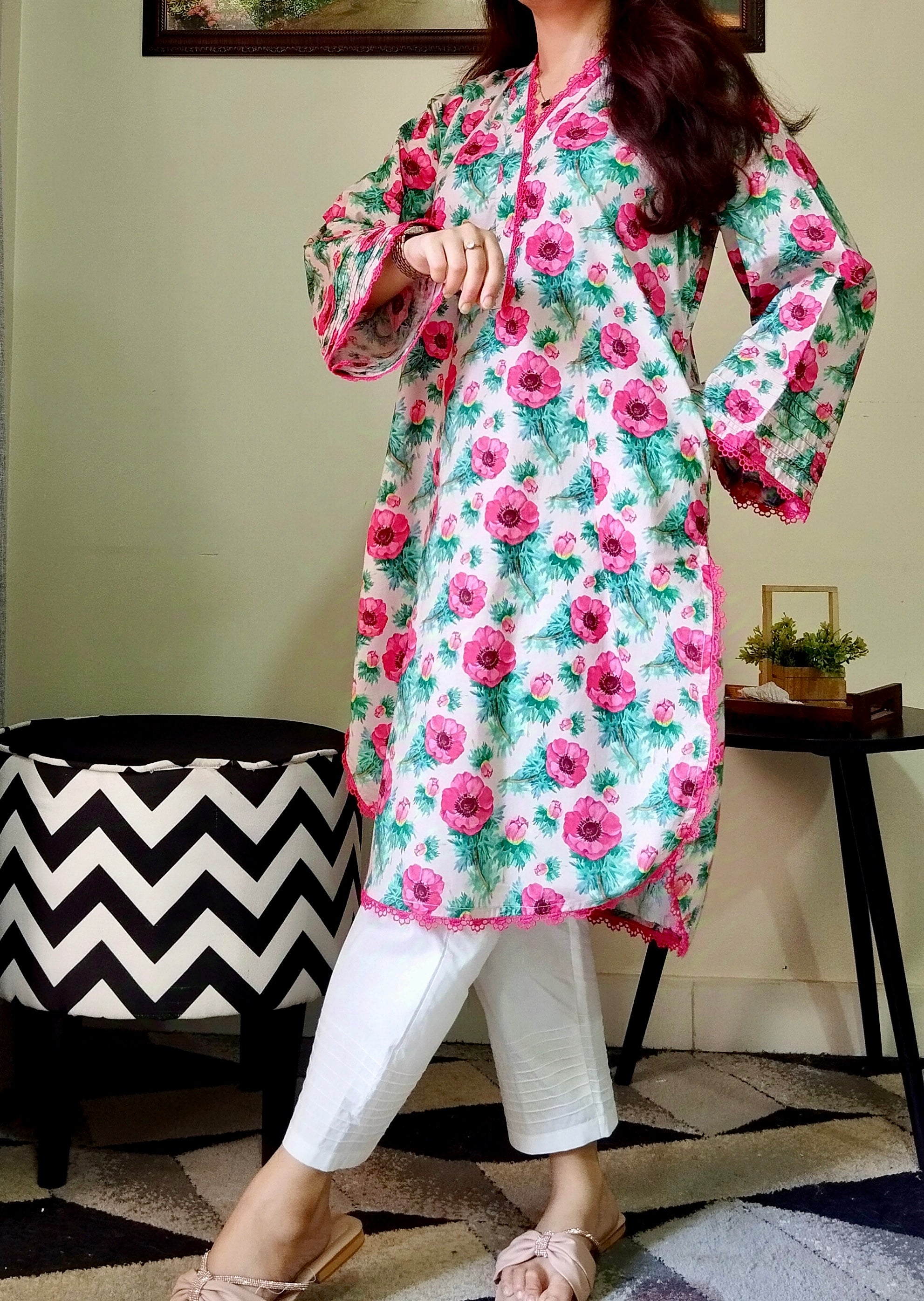 GUL E SHAM | PRINTED KURTI | ONE PIECE | CAMBRIC FABRIC / STUFF